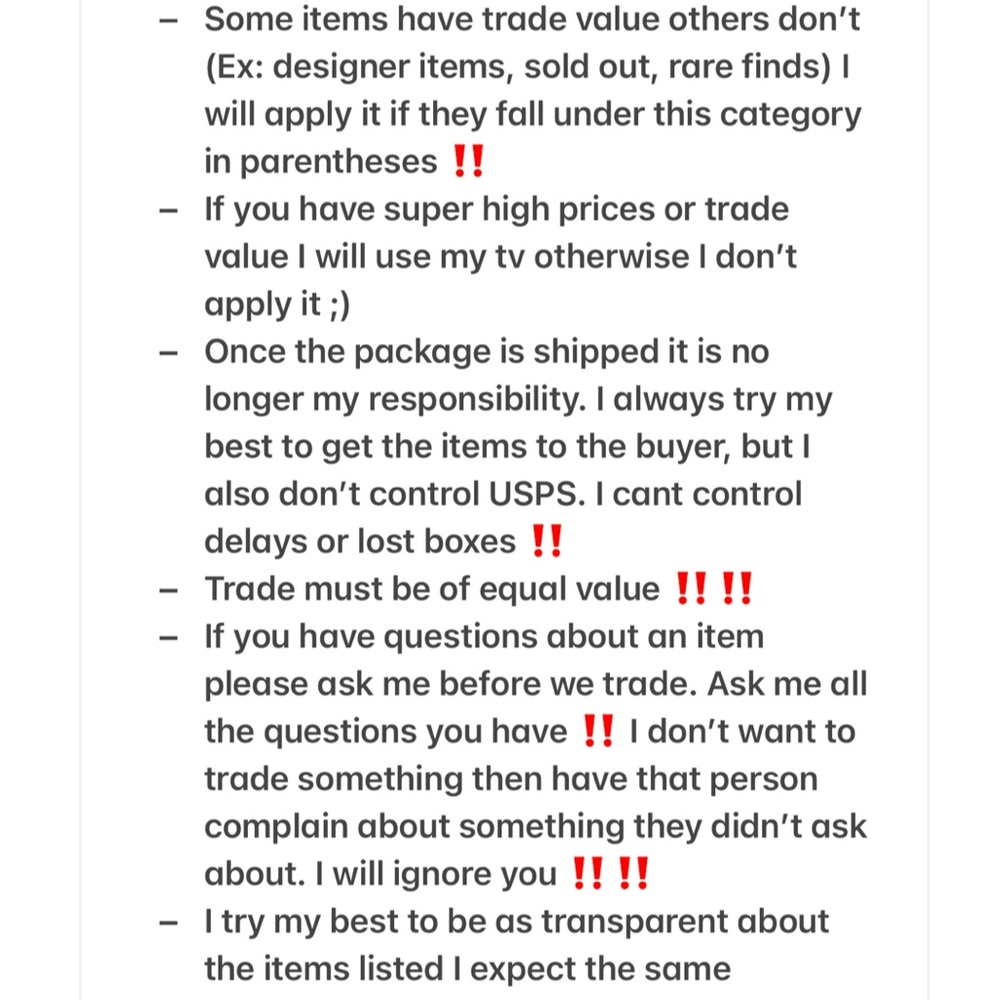 ‼️ TRADE POLICIES ‼️ - Picture 2 of 5